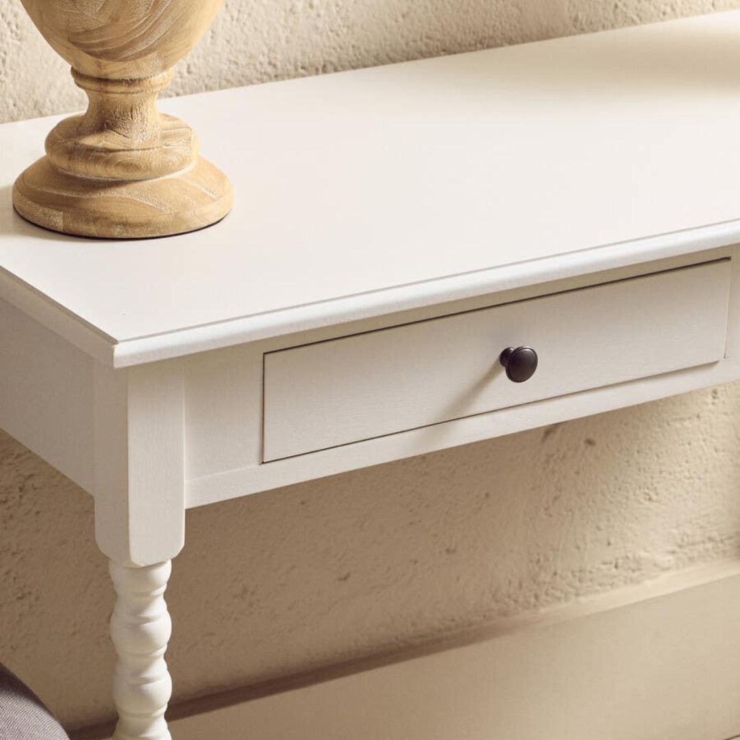 Loxley Ivory 2 Drawers Desk with Bobble Legs