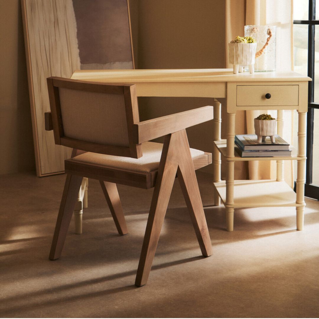 Loxley Ivory Desk with Drawer and Shelves