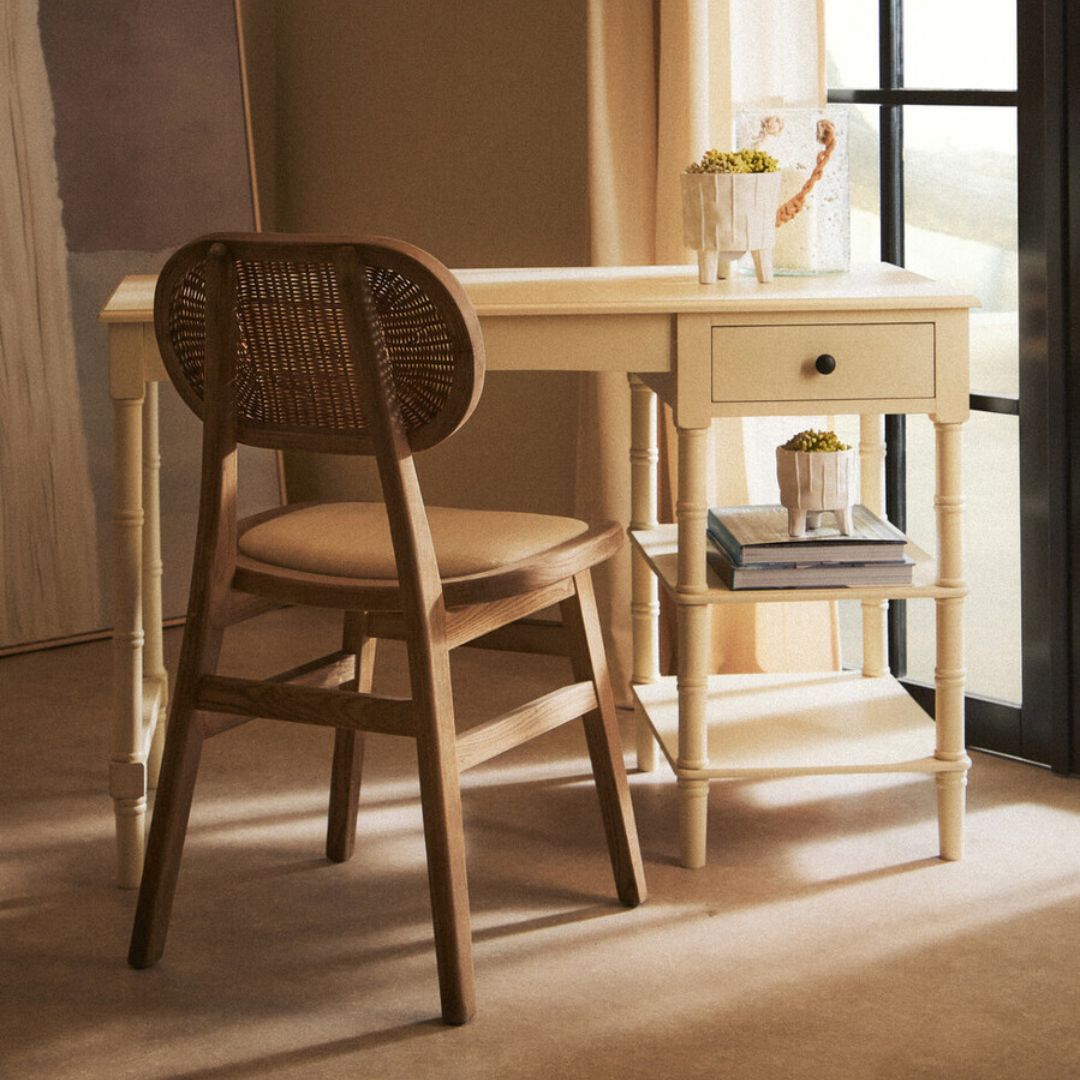 Loxley Ivory Desk with Drawer and Shelves