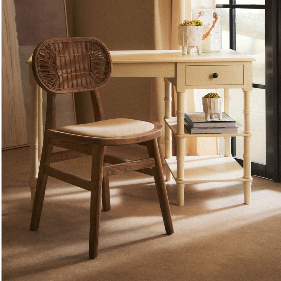 Loxley Ivory Desk with Drawer and Shelves