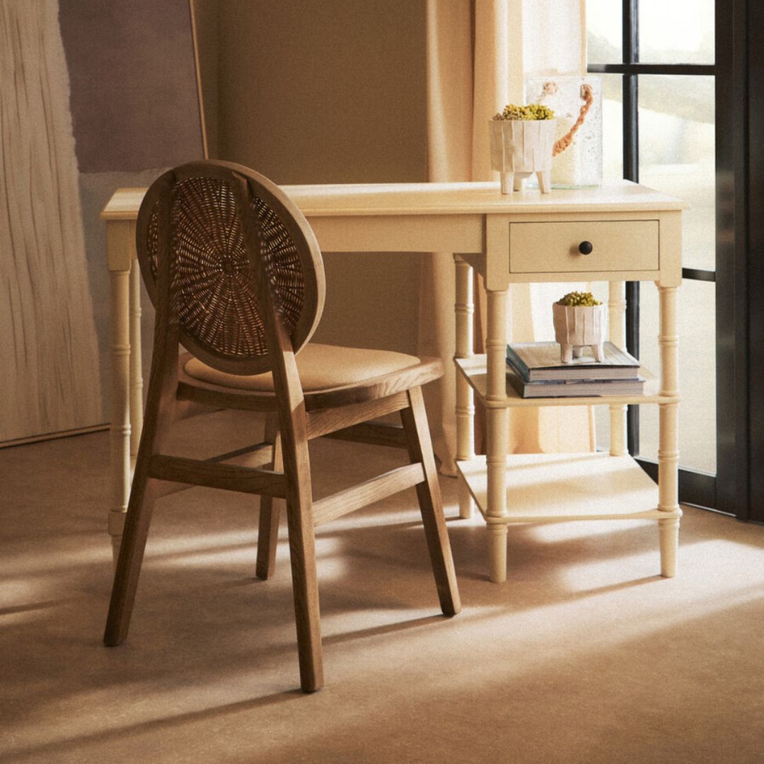 Loxley Ivory Desk with Drawer and Shelves