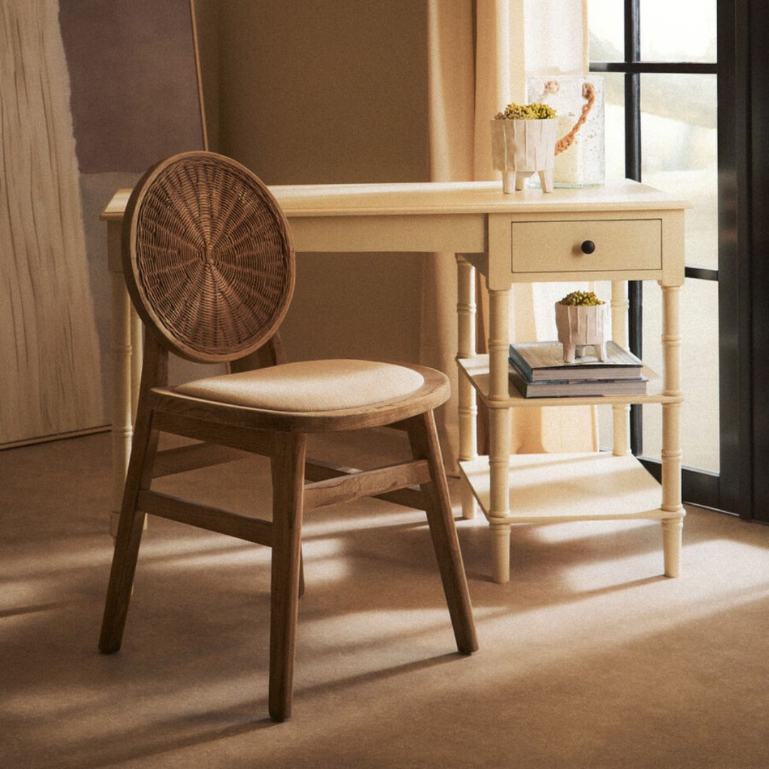 Loxley Ivory Desk with Drawer and Shelves