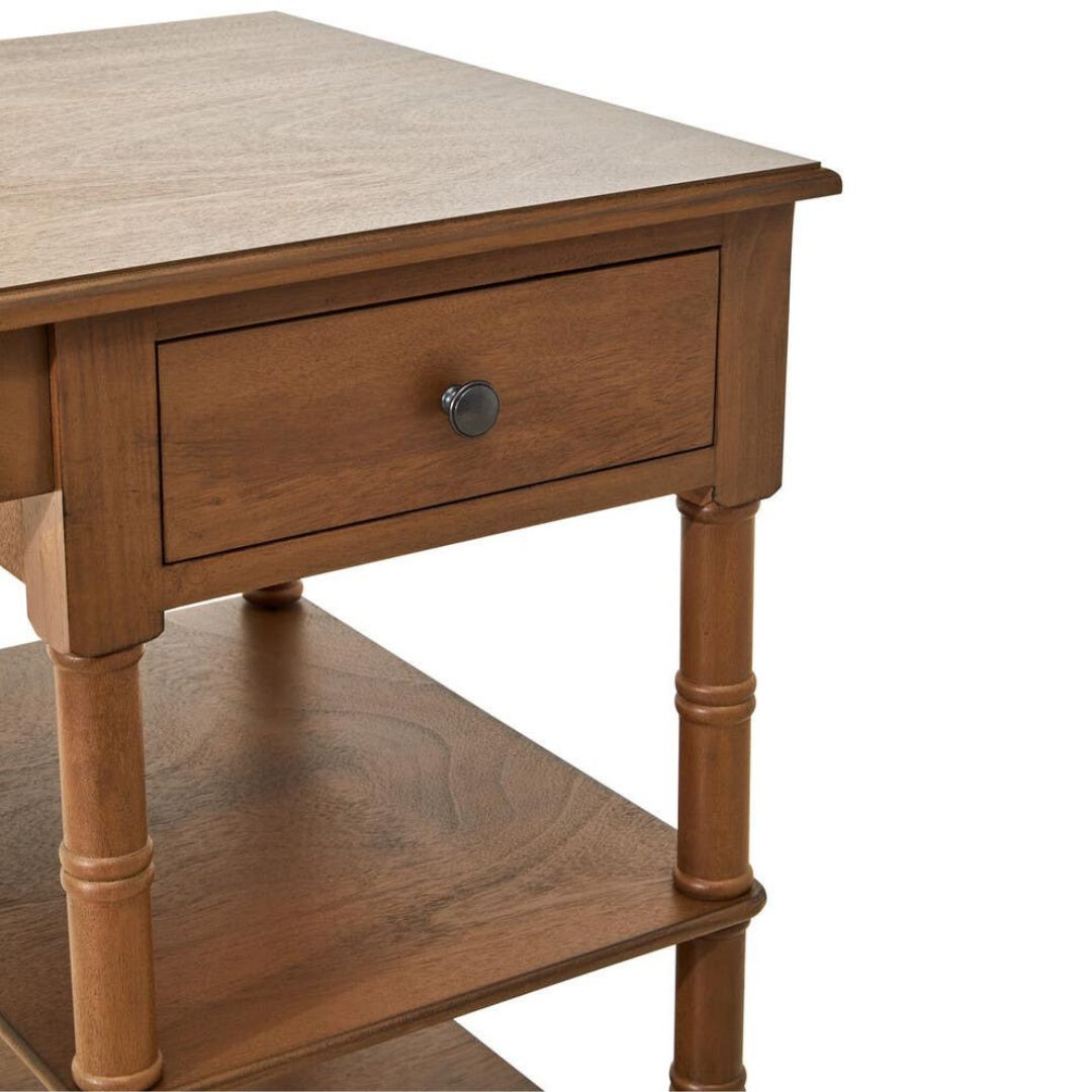Loxley Natural Desk with Drawer and Shelves