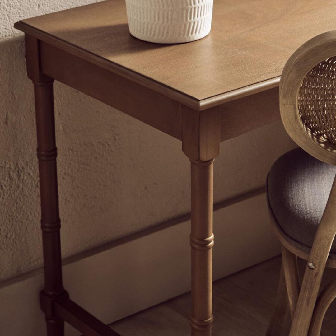 Loxley Natural Desk with Drawer and Shelves