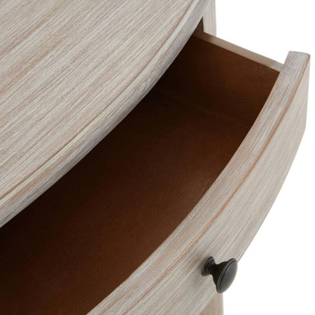 Loxley Natural Wash Half Moon Console Table with Drawer