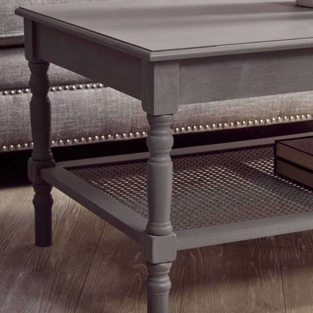 Loxley Slate Grey Coffee Table with Cane Shelf