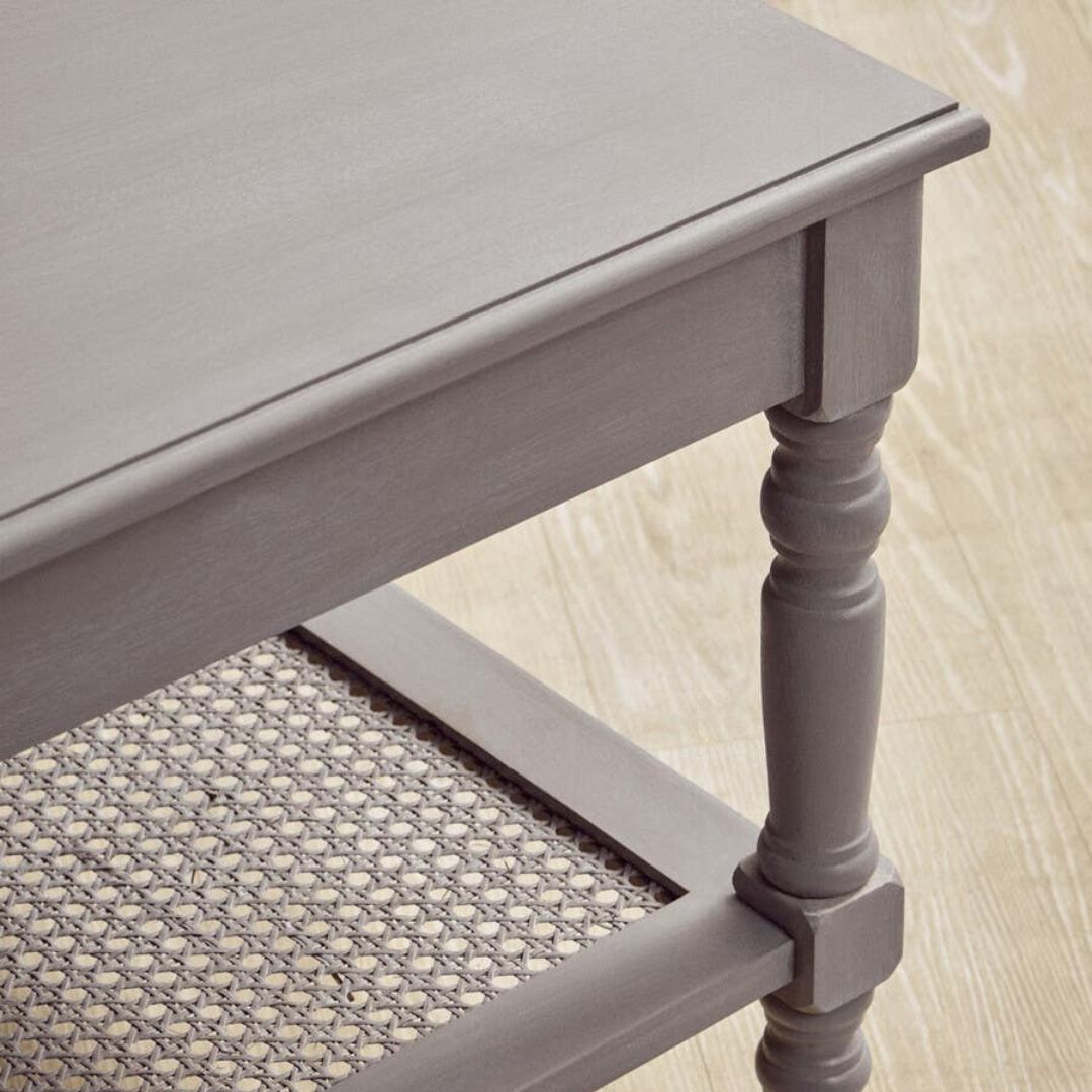 Loxley Slate Grey Coffee Table with Cane Shelf