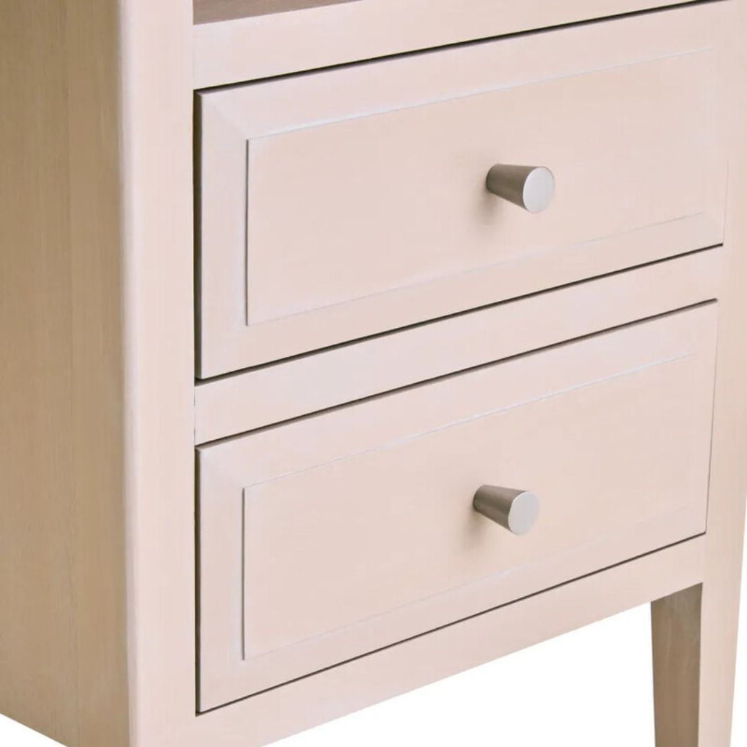 Loxley Taupe Bedside Table with 2 Drawers &amp; Shelf