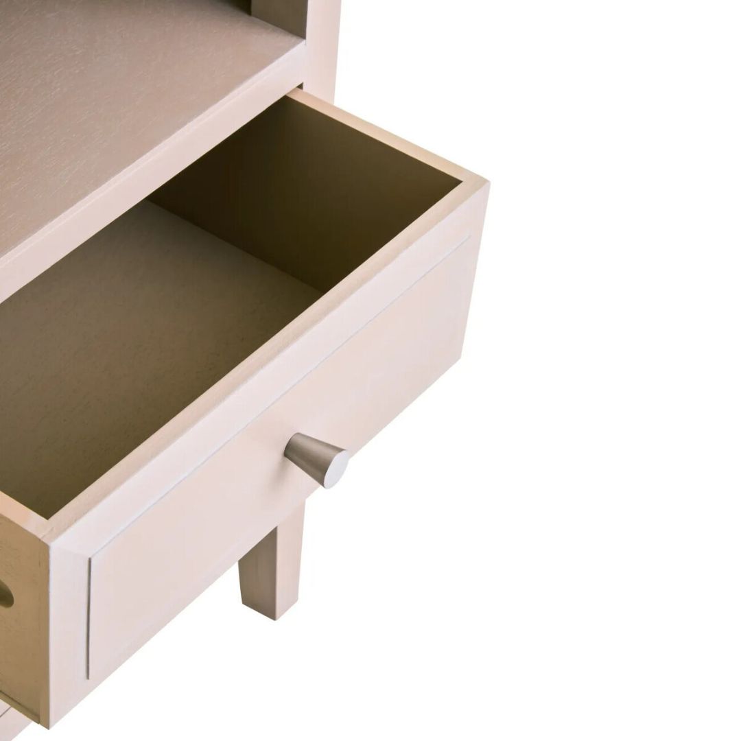 Loxley Taupe Bedside Table with 2 Drawers &amp; Shelf