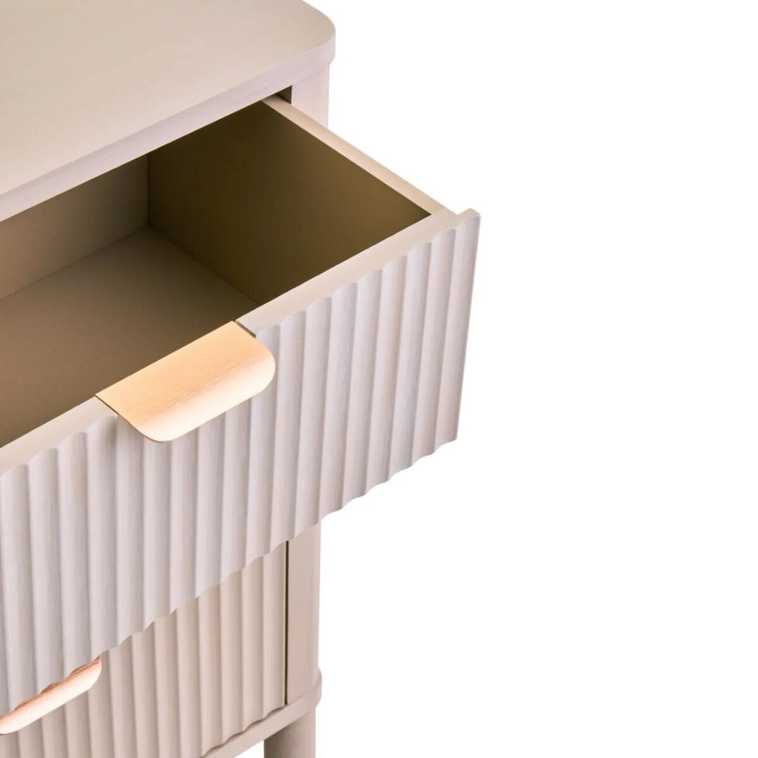 Loxley Taupe Reed 3 Drawers Bedside Table