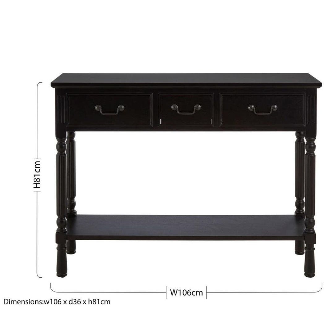 Loxley Vintage Black 3 Drawers Console Table