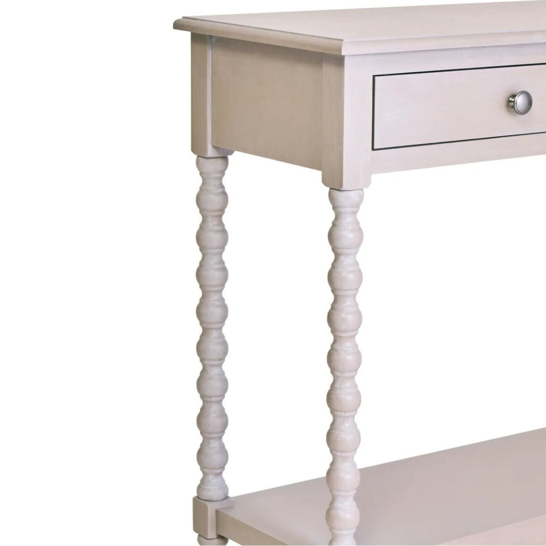 Loxley Vintage Grey Bobble Console Table with 2 Drawers