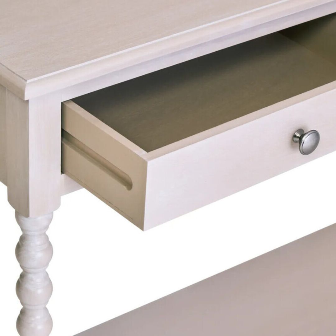 Loxley Vintage Grey Bobble Console Table with 2 Drawers