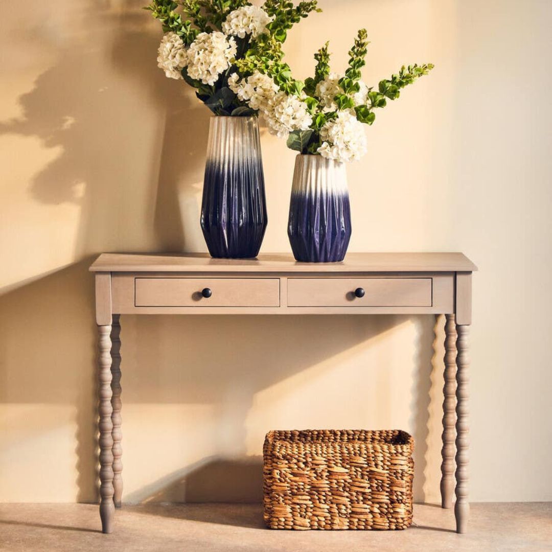 Loxley Vintage Grey 2 Drawers Desk with Bobble Legs