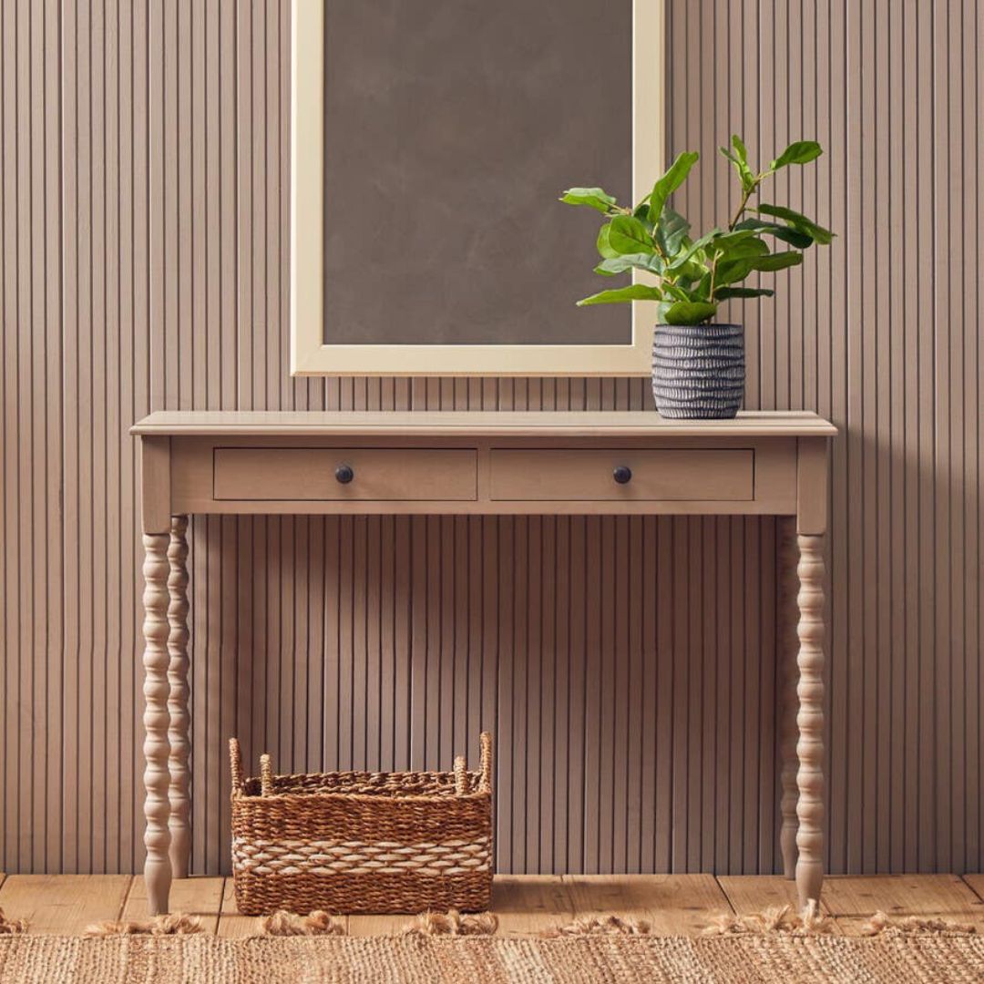 Loxley Vintage Grey 2 Drawers Desk with Bobble Legs