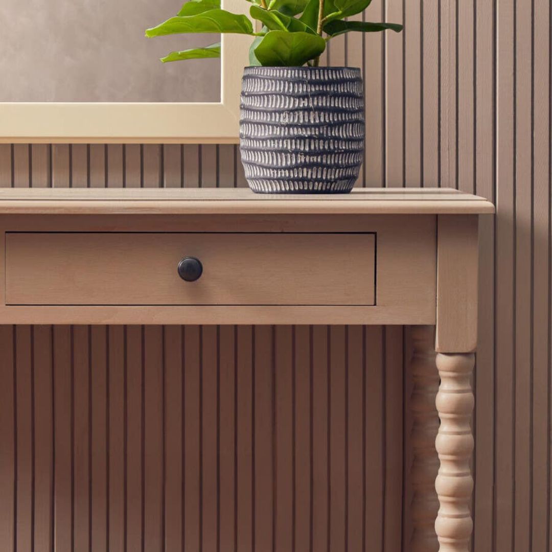 Loxley Vintage Grey 2 Drawers Desk with Bobble Legs