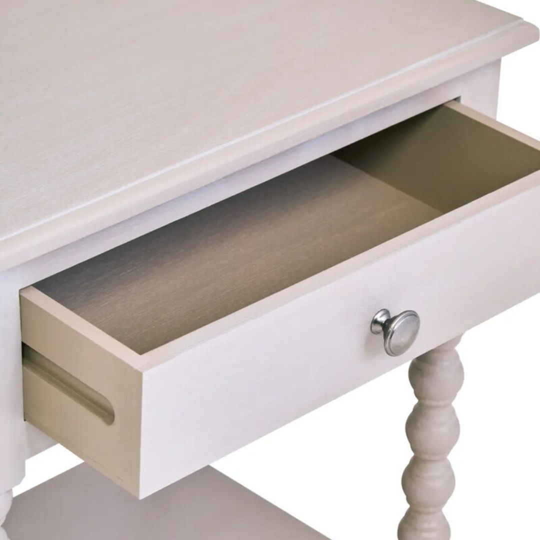 Loxley Vintage Grey Bobble Side Table with Drawer