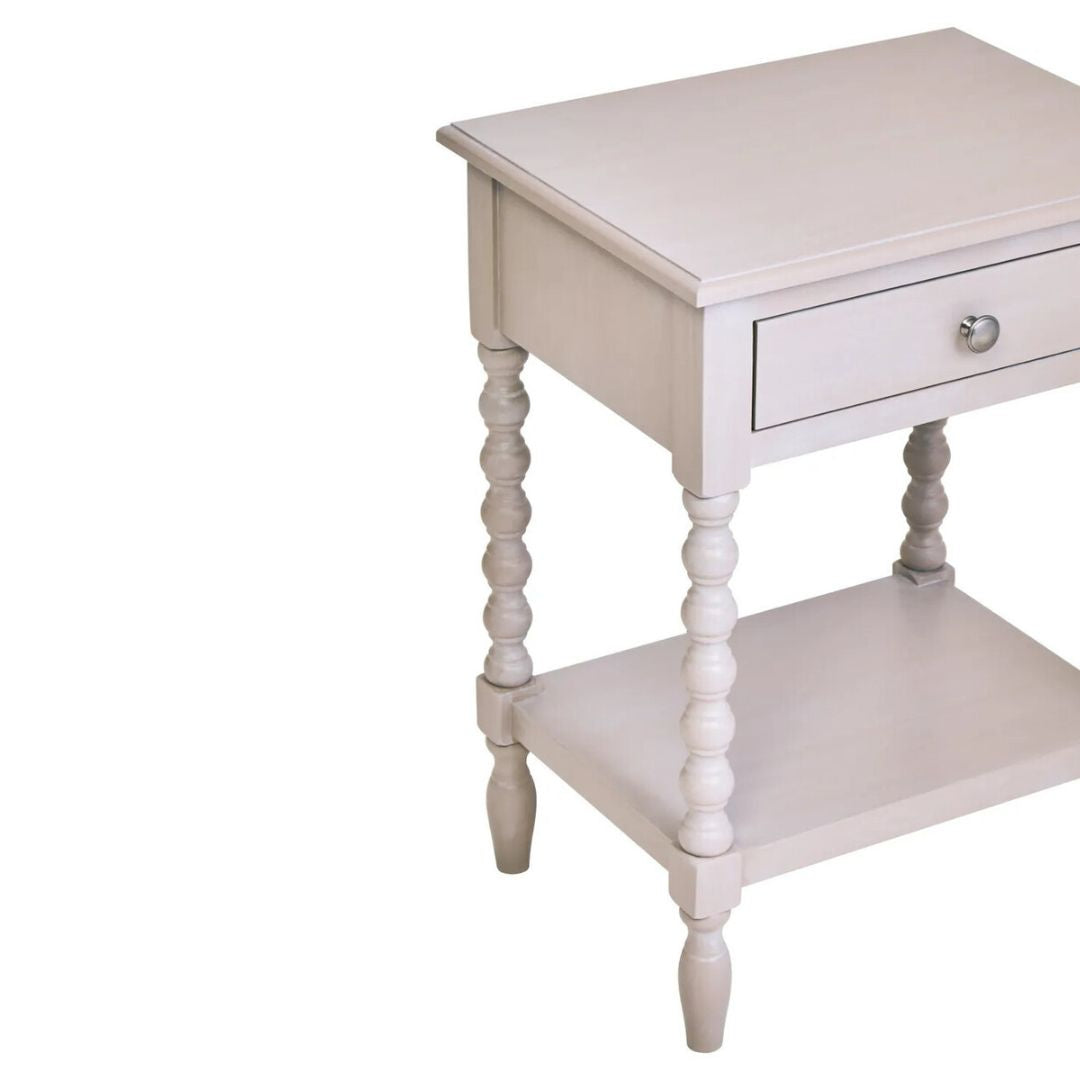 Loxley Vintage Grey Bobble Side Table with Drawer