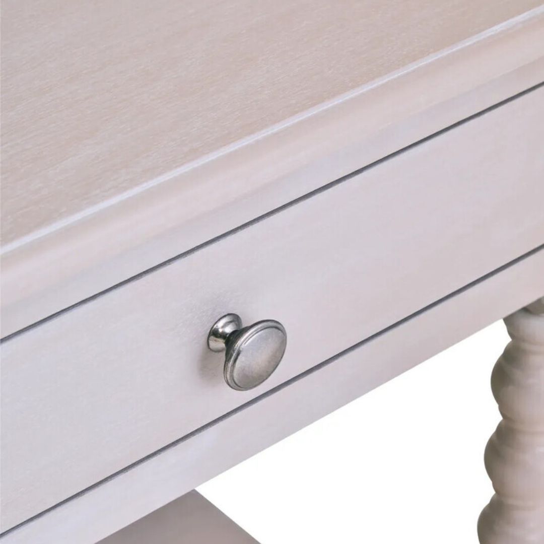 Loxley Vintage Grey Bobble Side Table with Drawer