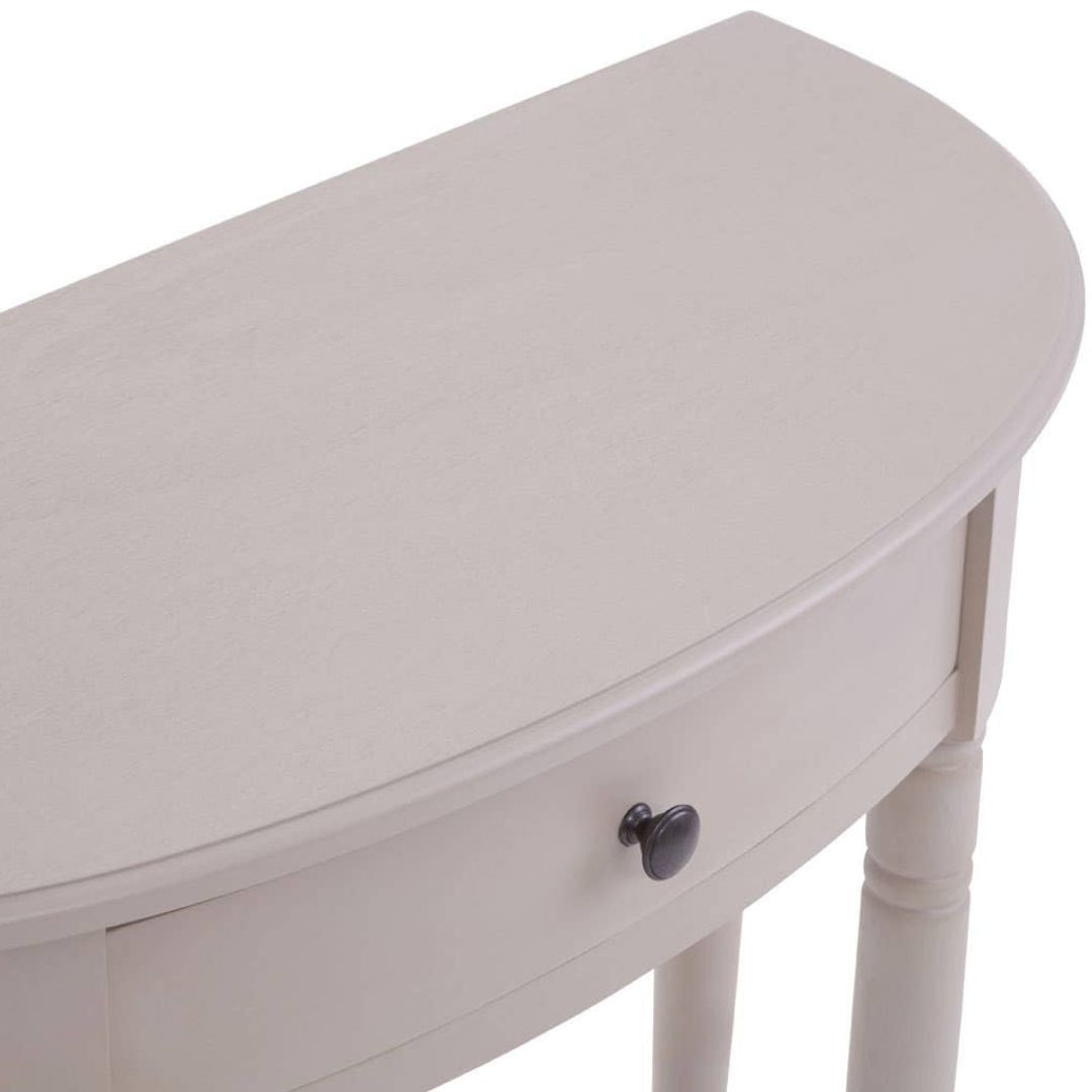 Loxley Vintage Grey Half Moon Console Table with Drawer