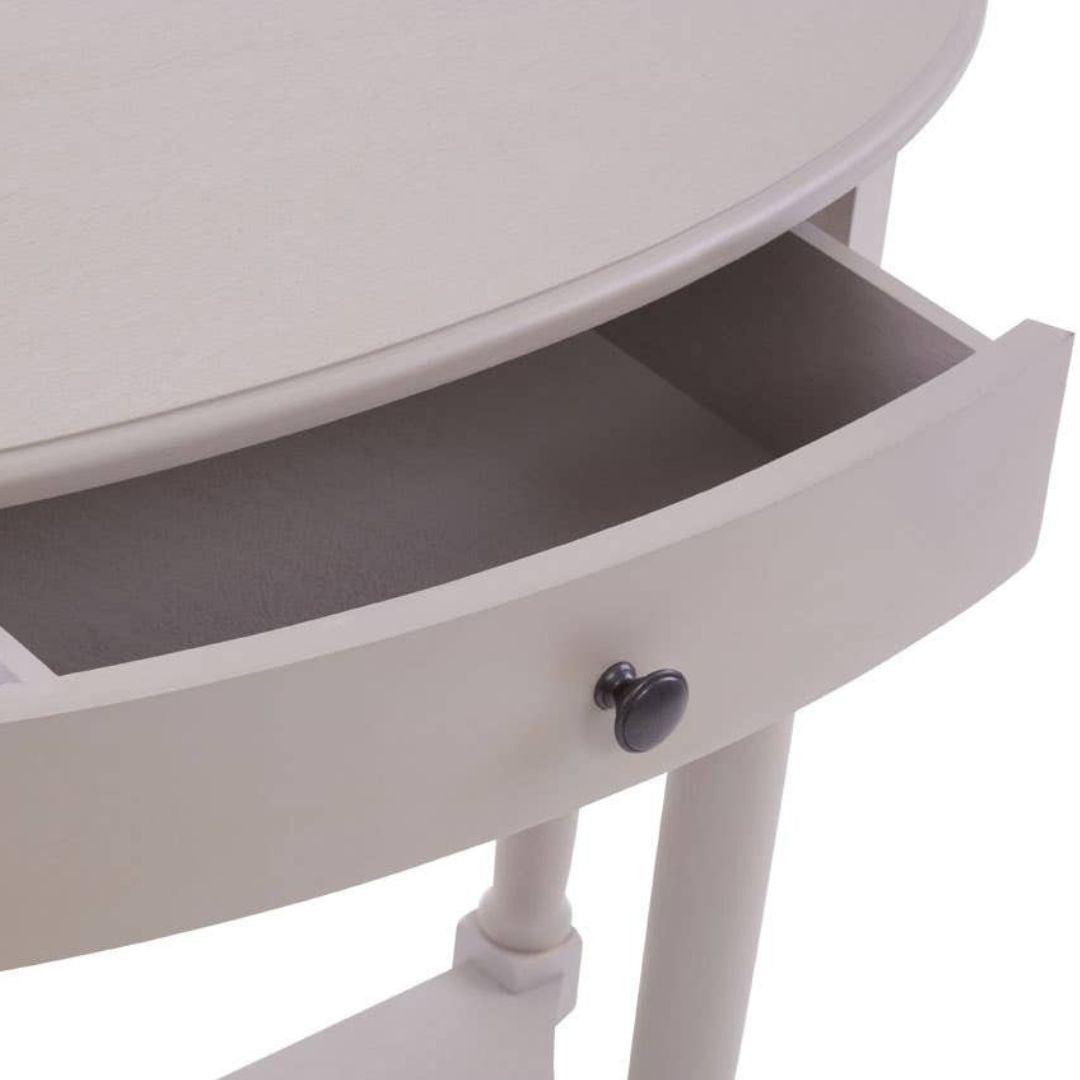 Loxley Vintage Grey Half Moon Console Table with Drawer
