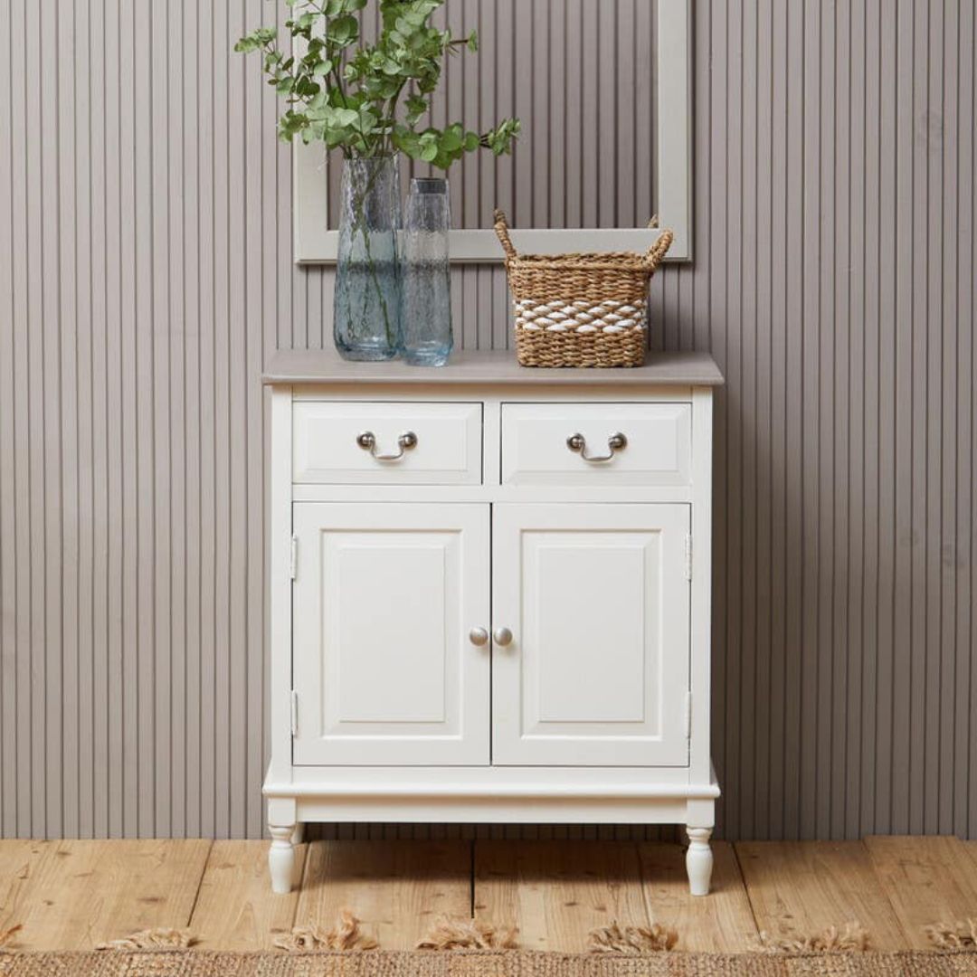 Loxley White 2 Doors 2 Drawers Sideboard with Natural Top