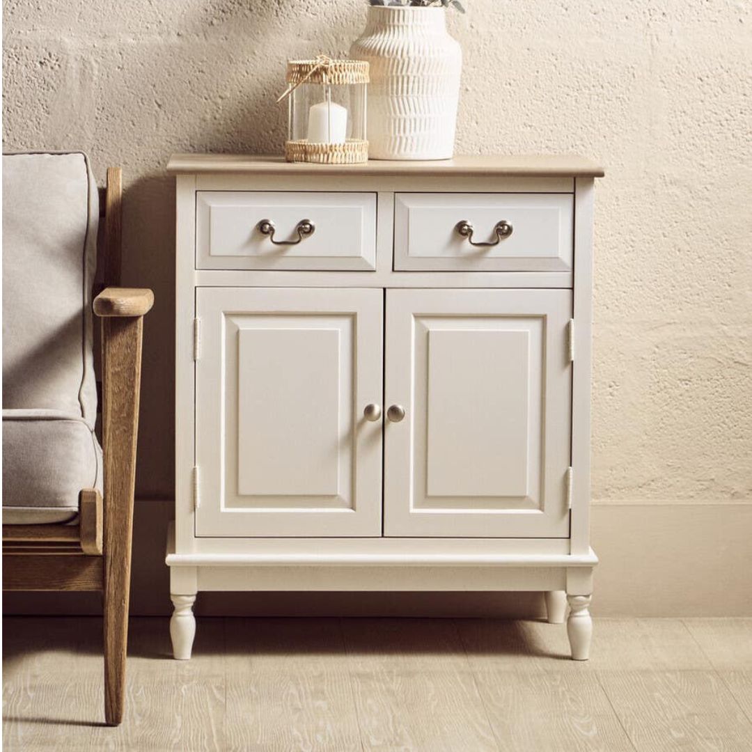 Loxley White 2 Doors 2 Drawers Sideboard with Natural Top