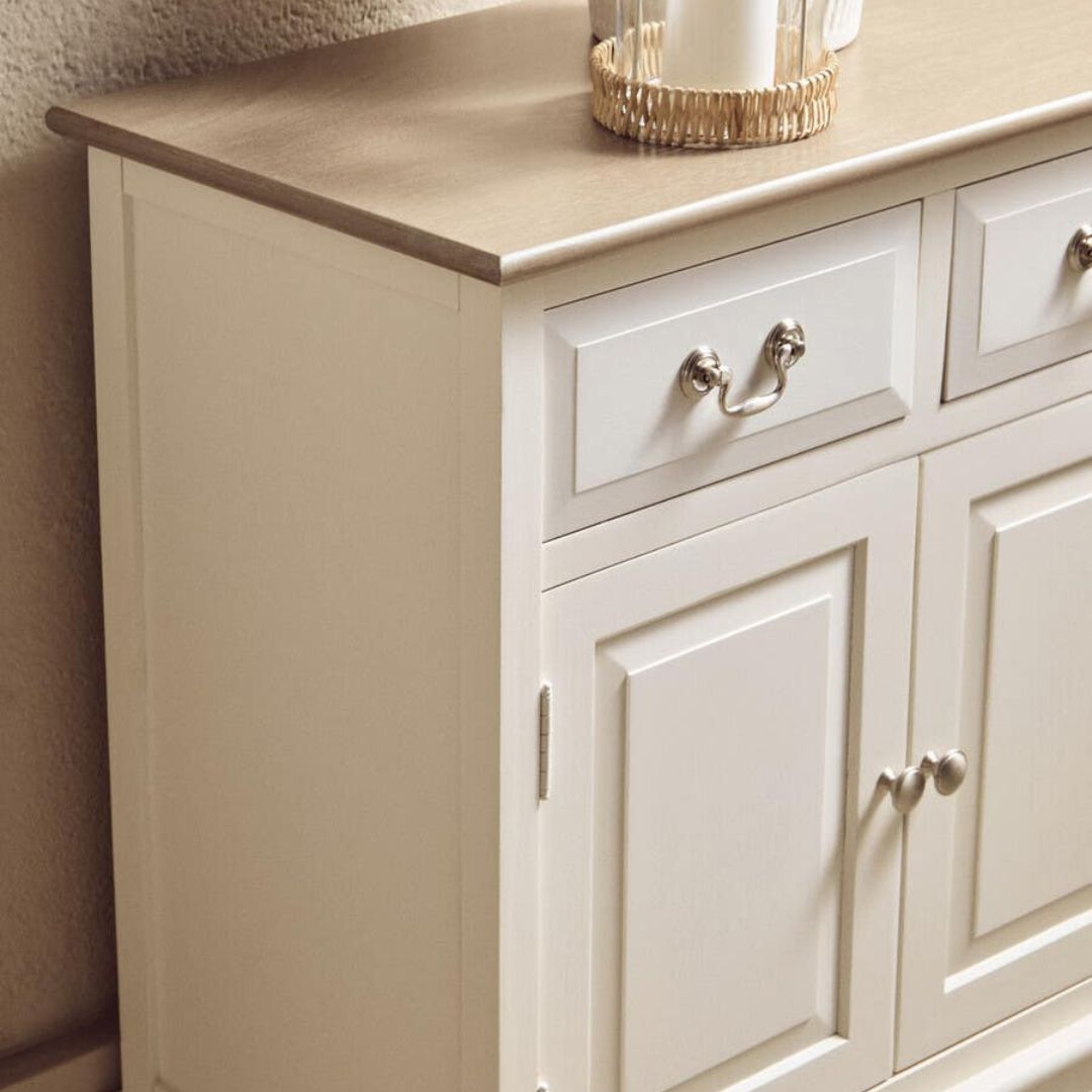 Loxley White 2 Doors 2 Drawers Sideboard with Natural Top