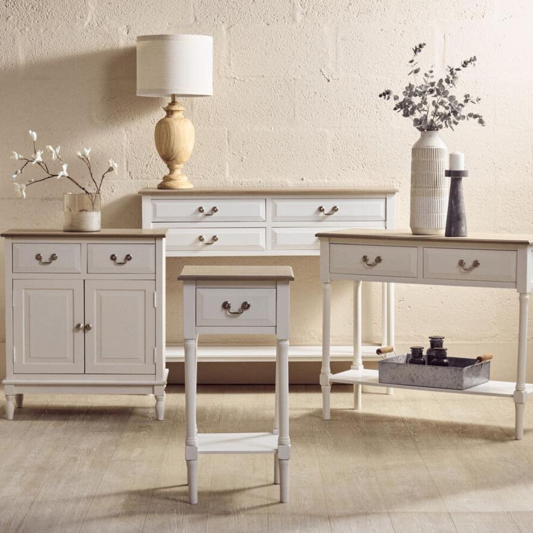 Loxley White 2 Doors 2 Drawers Sideboard with Natural Top