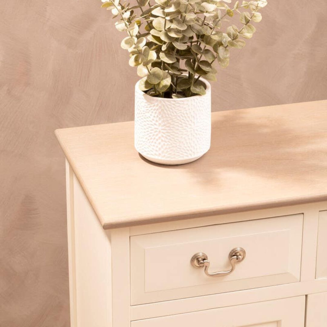 Loxley White 2 Doors 2 Drawers Sideboard with Natural Top