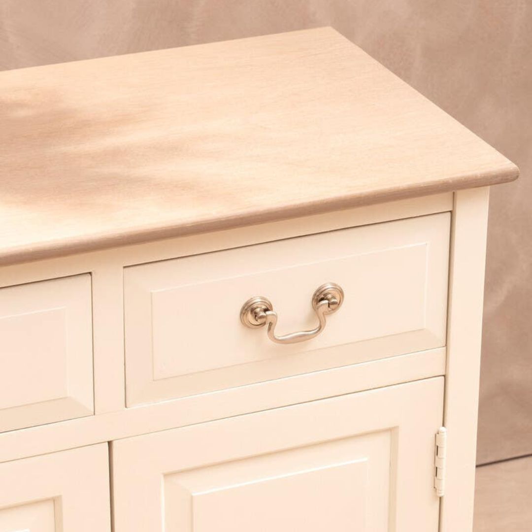 Loxley White 2 Doors 2 Drawers Sideboard with Natural Top