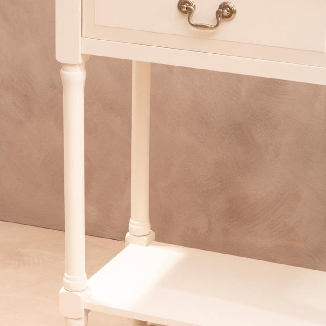 Loxley White 2 Drawers Console Table with Natural Top