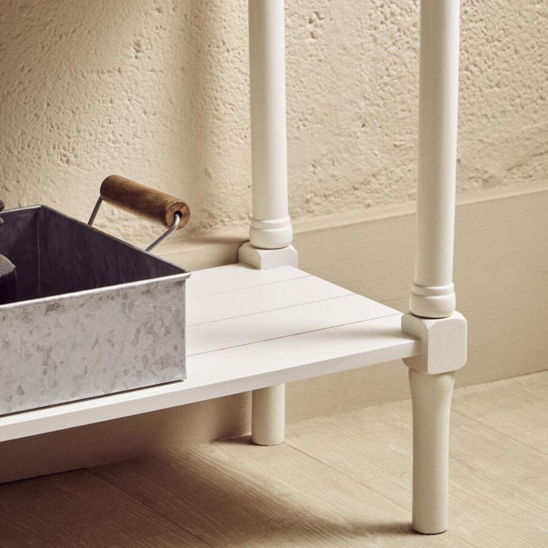 Loxley White 2 Drawers Console Table with Natural Top