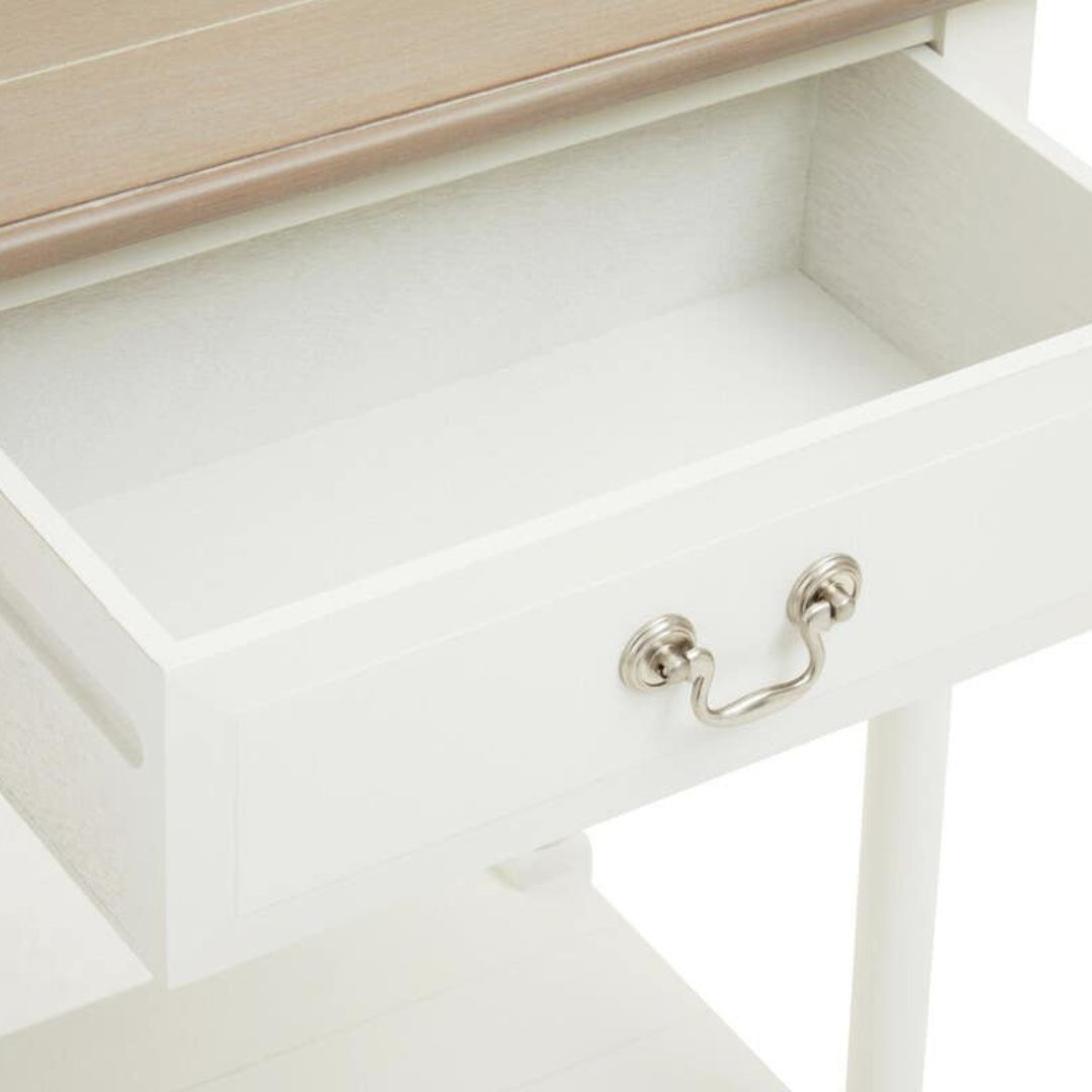 Loxley White 2 Drawers Console Table with Natural Top