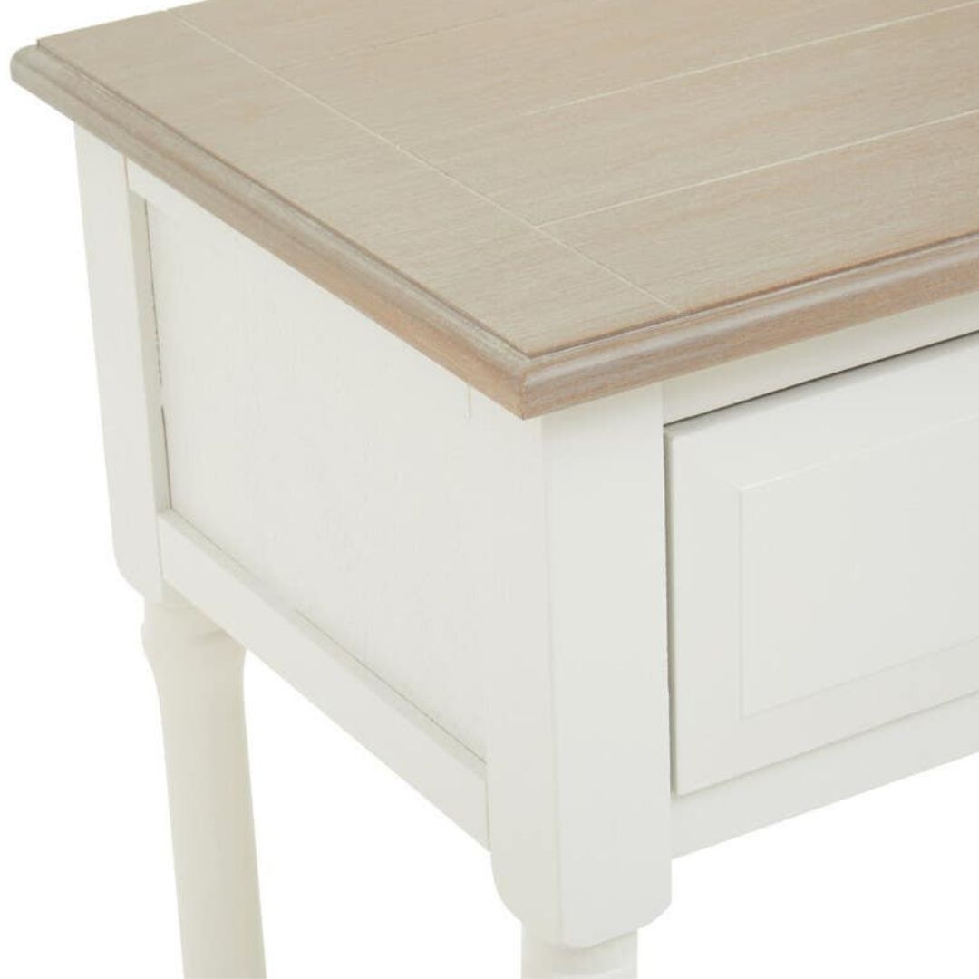 Loxley White 2 Drawers Console Table with Natural Top