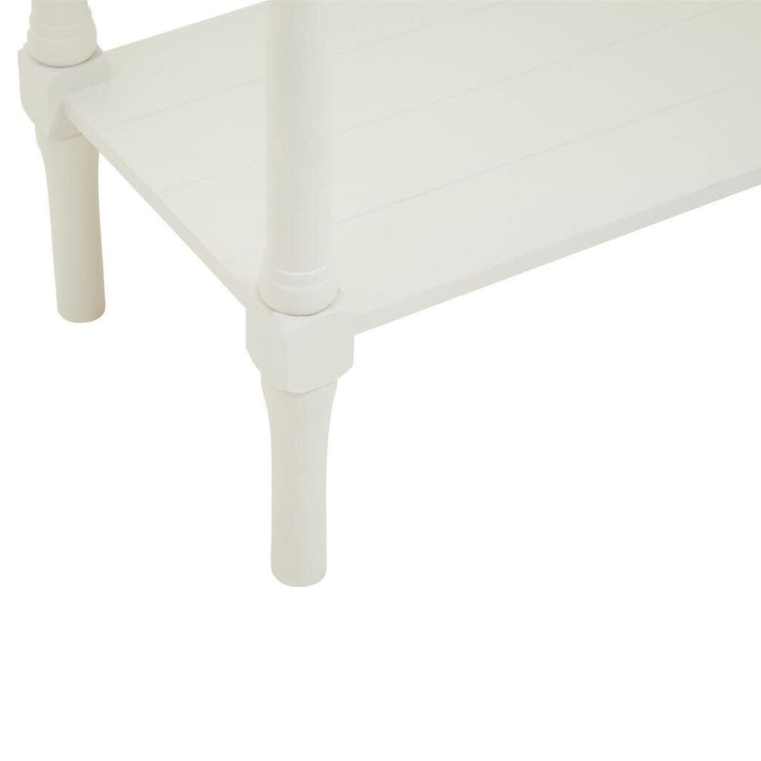 Loxley White 2 Drawers Console Table with Natural Top