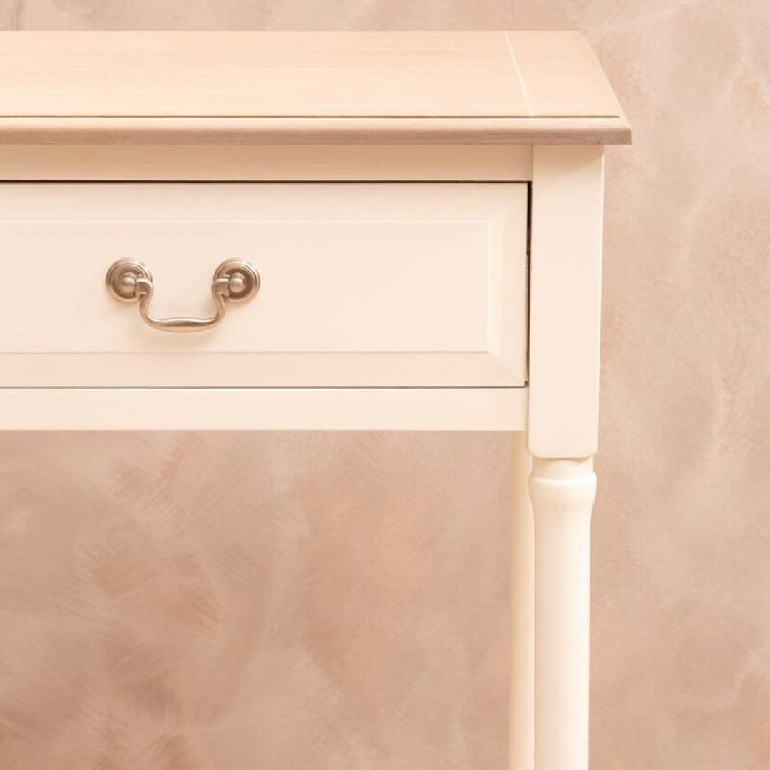 Loxley White 2 Drawers Console Table with Natural Top