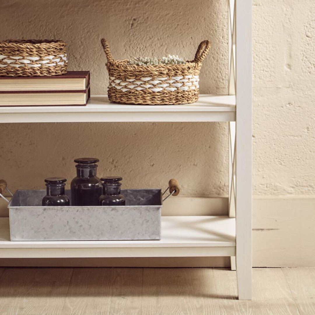 Loxley White 2 Tier Bookcase with Cross Frame Detail