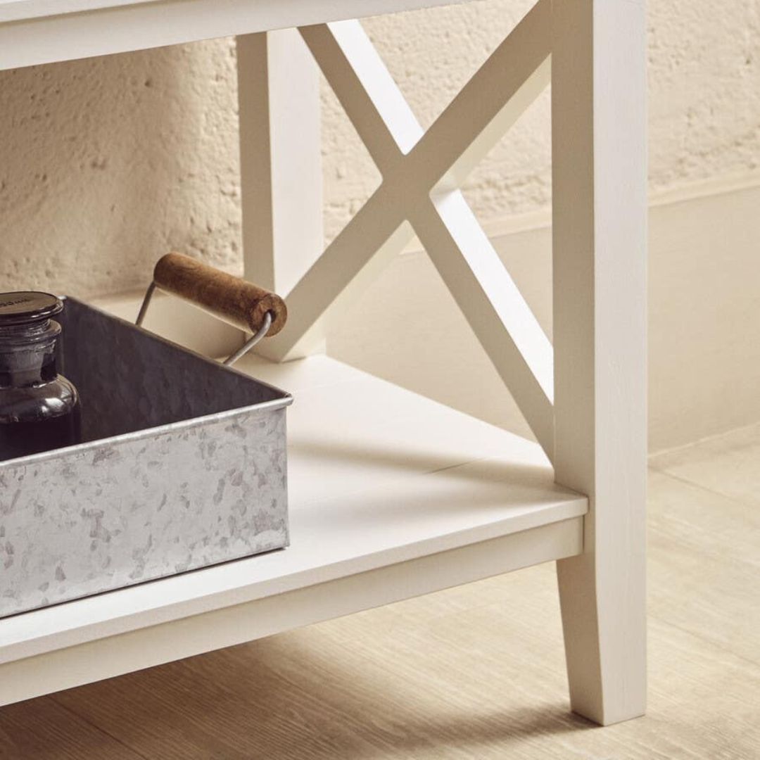 Loxley White 2 Tier Bookcase with Cross Frame Detail