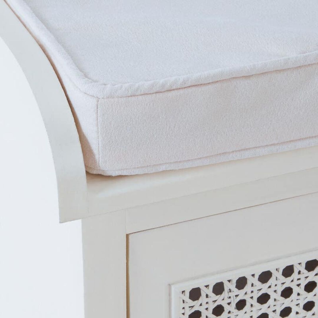 Loxley White 3 Drawers Storage Bench with Cushion