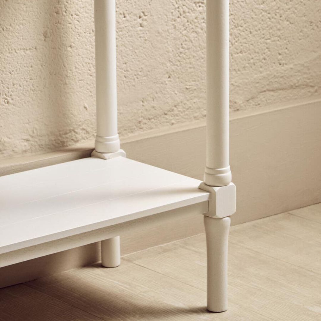 Loxley White 4 Drawers Console Table with Natural Top