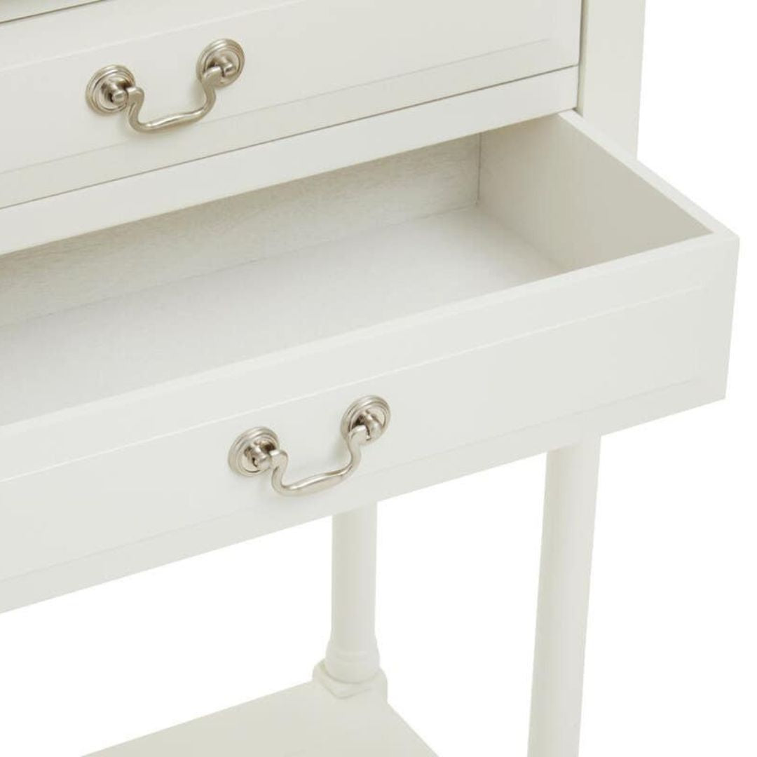 Loxley White 4 Drawers Console Table with Natural Top