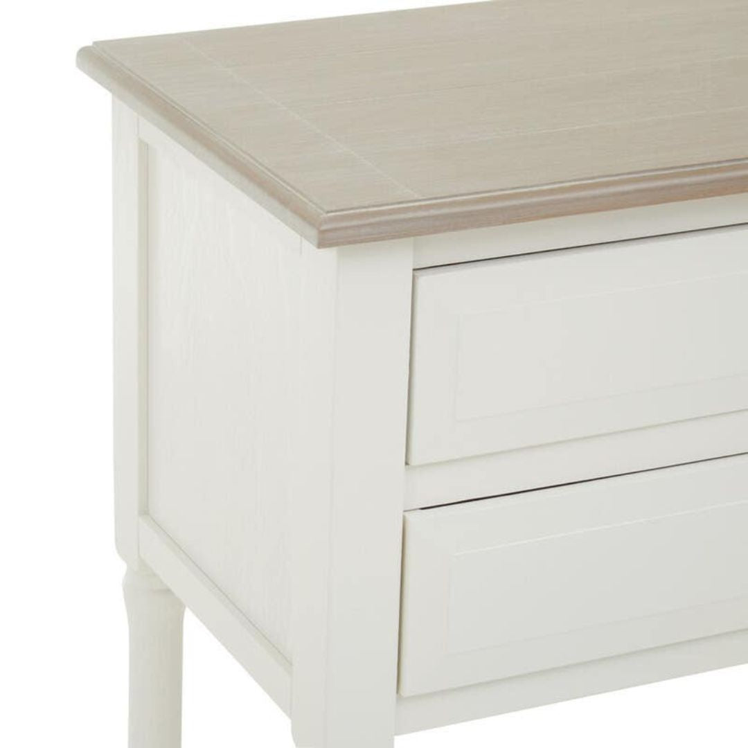 Loxley White 4 Drawers Console Table with Natural Top