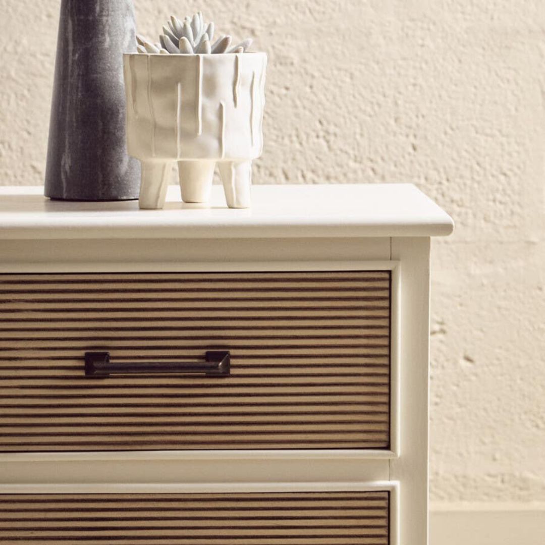 Loxley White 3 Drawers Bedside Table with Textured Fronts