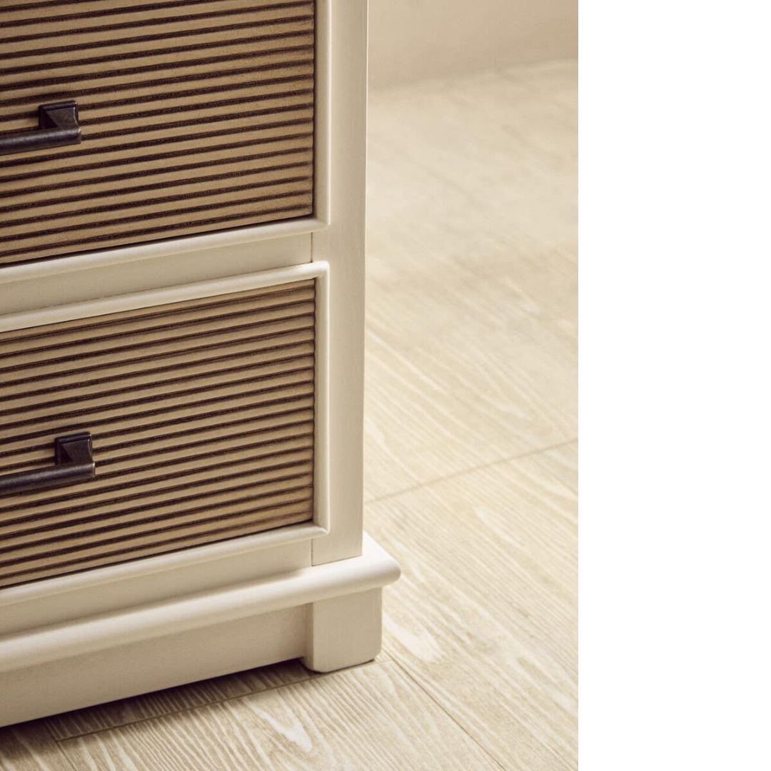 Loxley White 3 Drawers Bedside Table with Textured Fronts