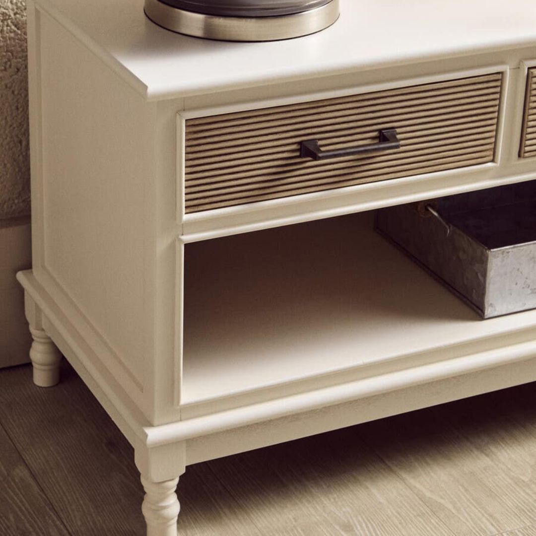 Loxley White 3 Drawers Cabinet with Textured Fronts