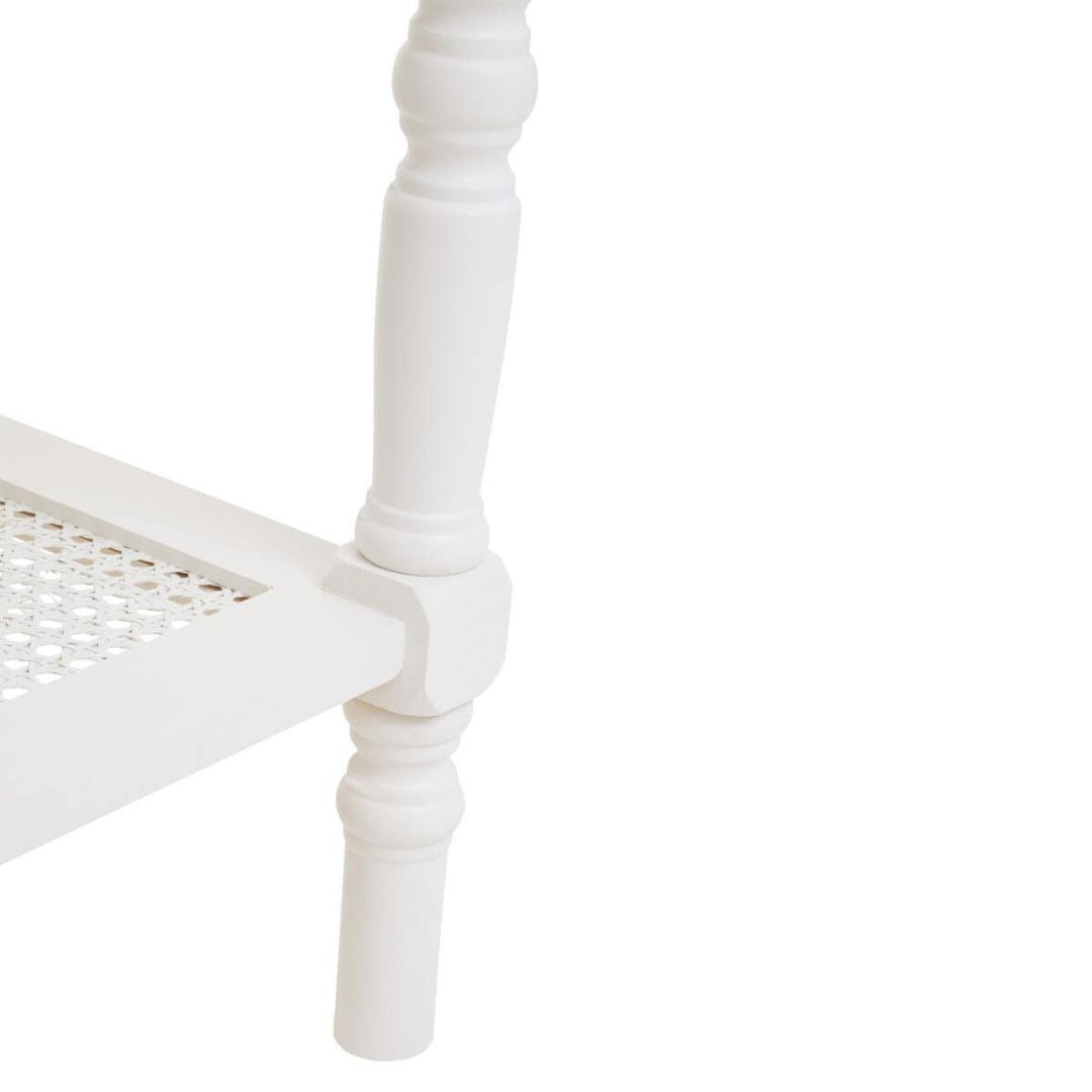 Loxley White Coffee Table with Cane Shelf