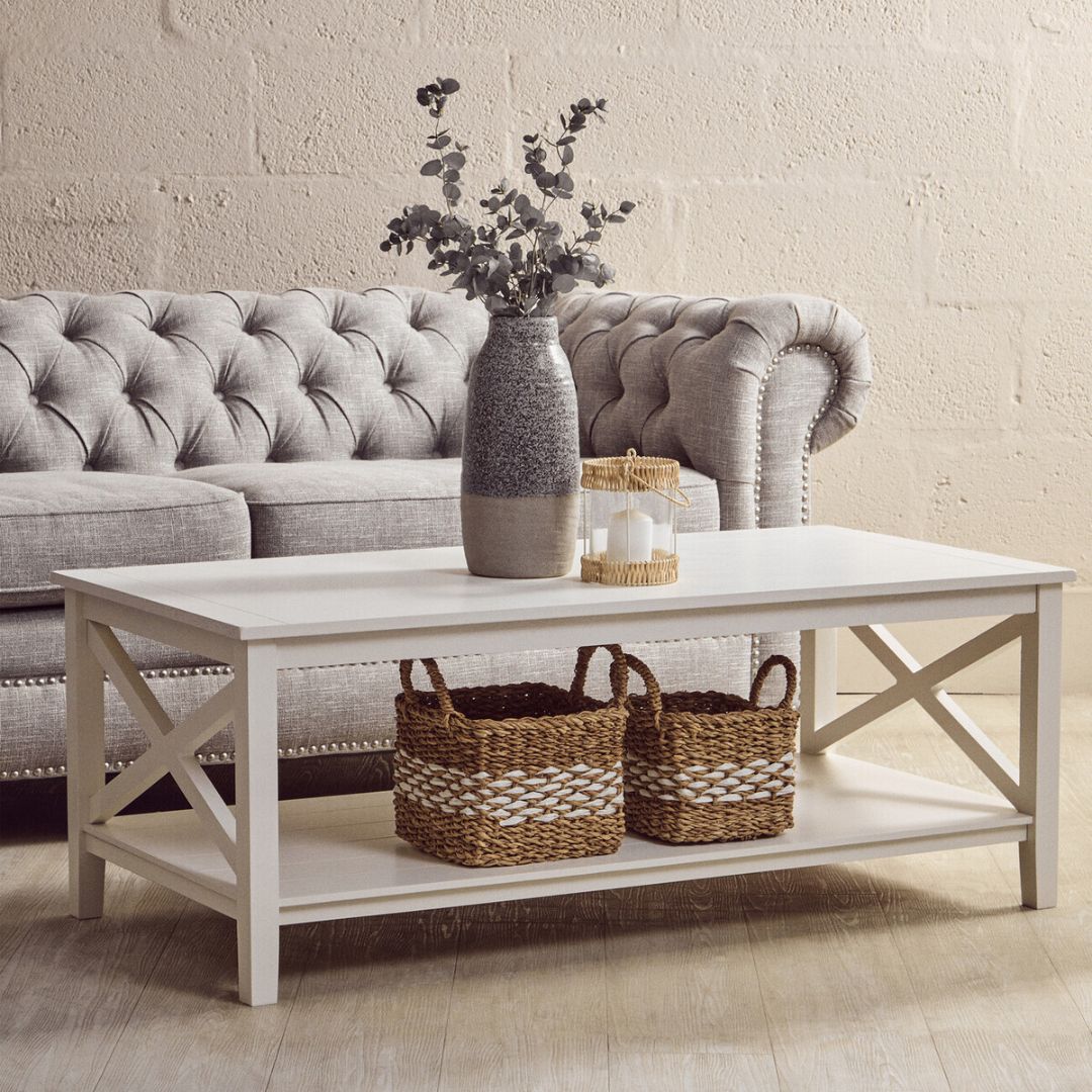 Loxley White Coffee Table with Cross Frame Detail