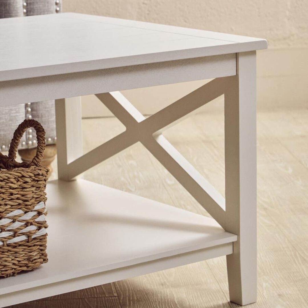 Loxley White Coffee Table with Cross Frame Detail