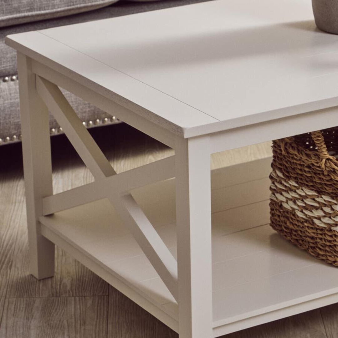 Loxley White Coffee Table with Cross Frame Detail
